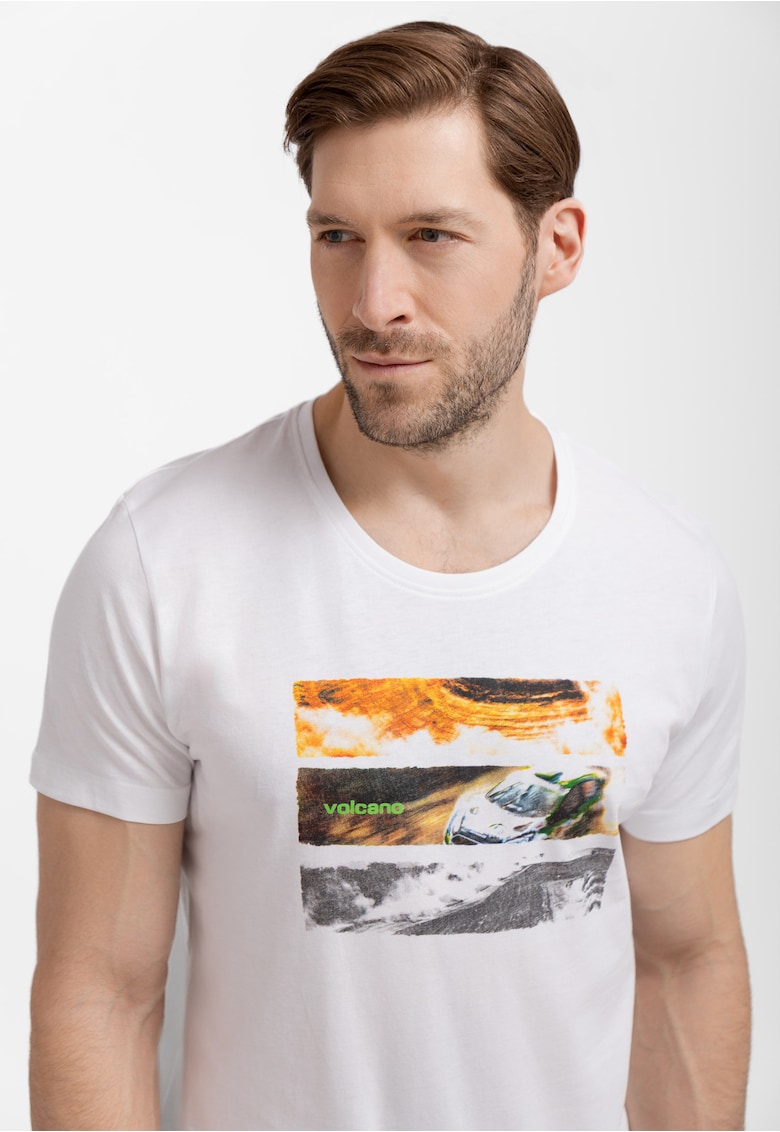Tricou barbati  T-Reli - alb imprimeu - 43964 - Alb