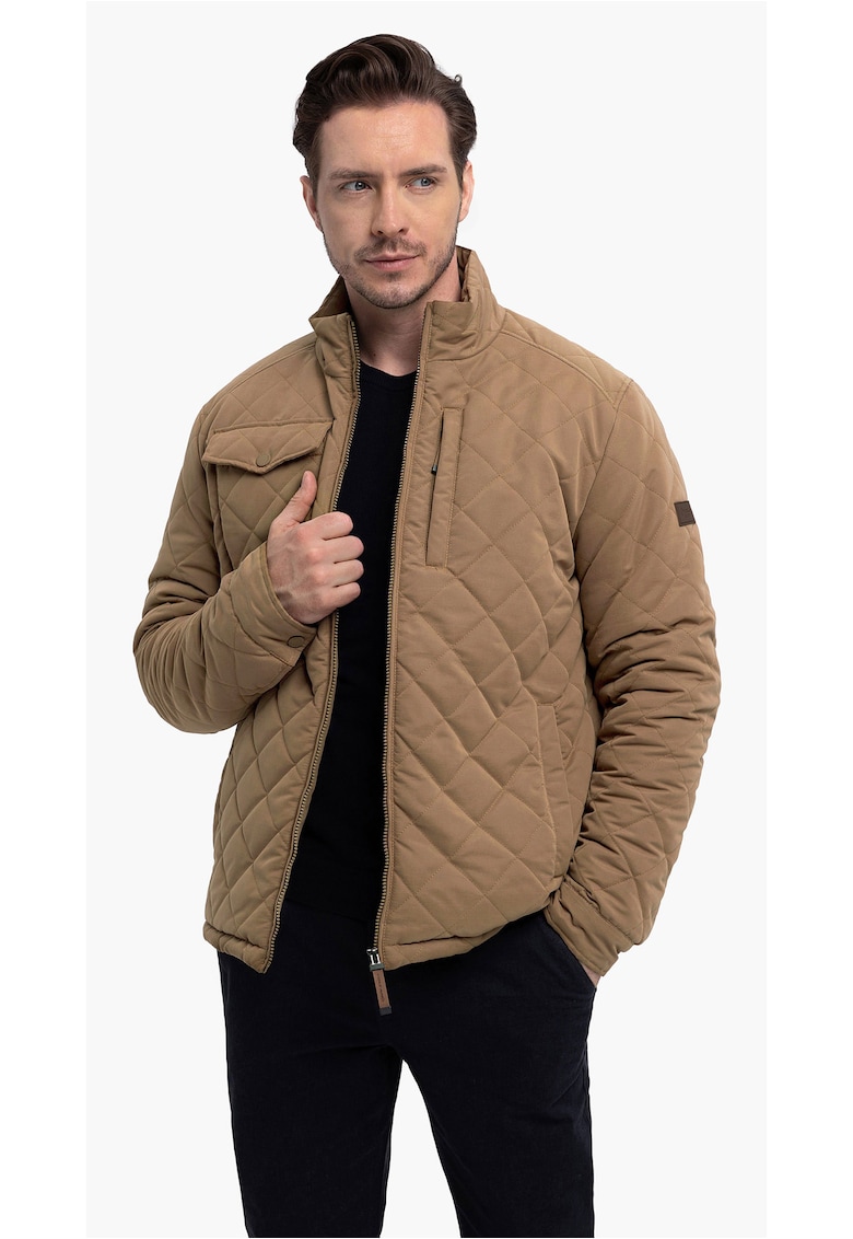 Geaca matlasata casual - barbati - guler ridicat - buzunare -  J-Stony - Bej - Bej