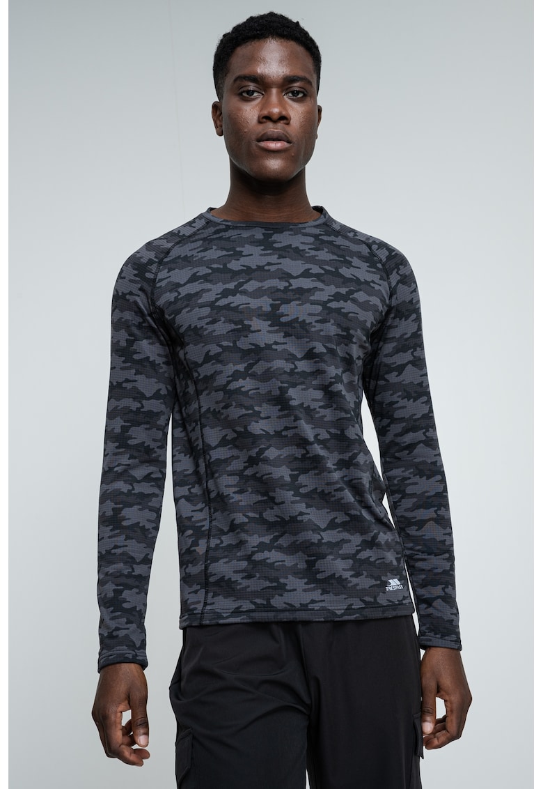 Bluza termica cu imprimeu camuflaj Arno - Negru/Gri inchis