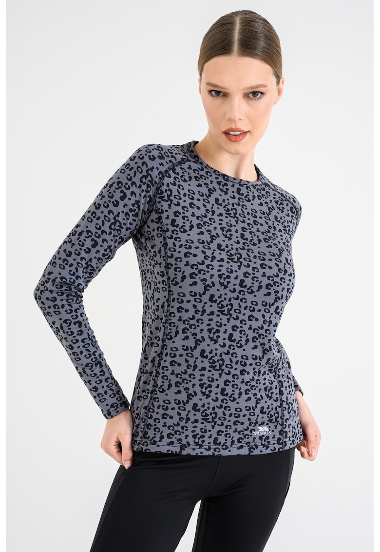 Bluza termica slim fit cu animal print Elianne - Negru/Gri