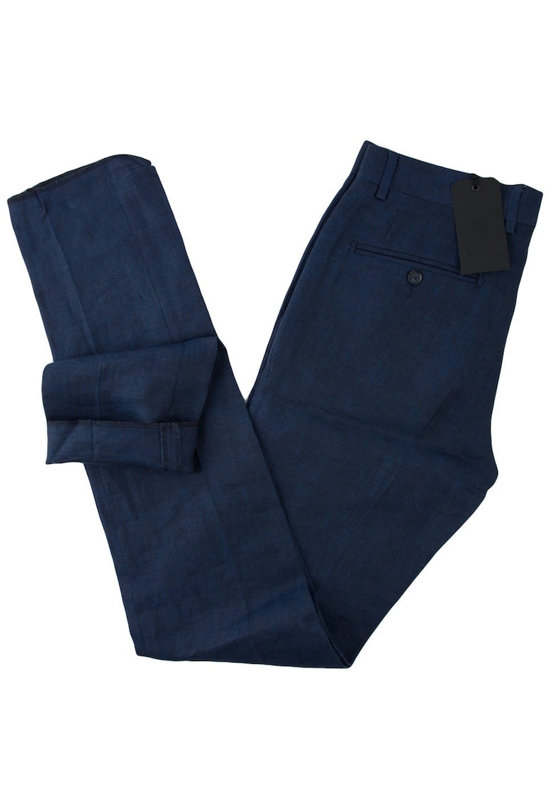 Pantaloni barbati din in -  Bleumarin -