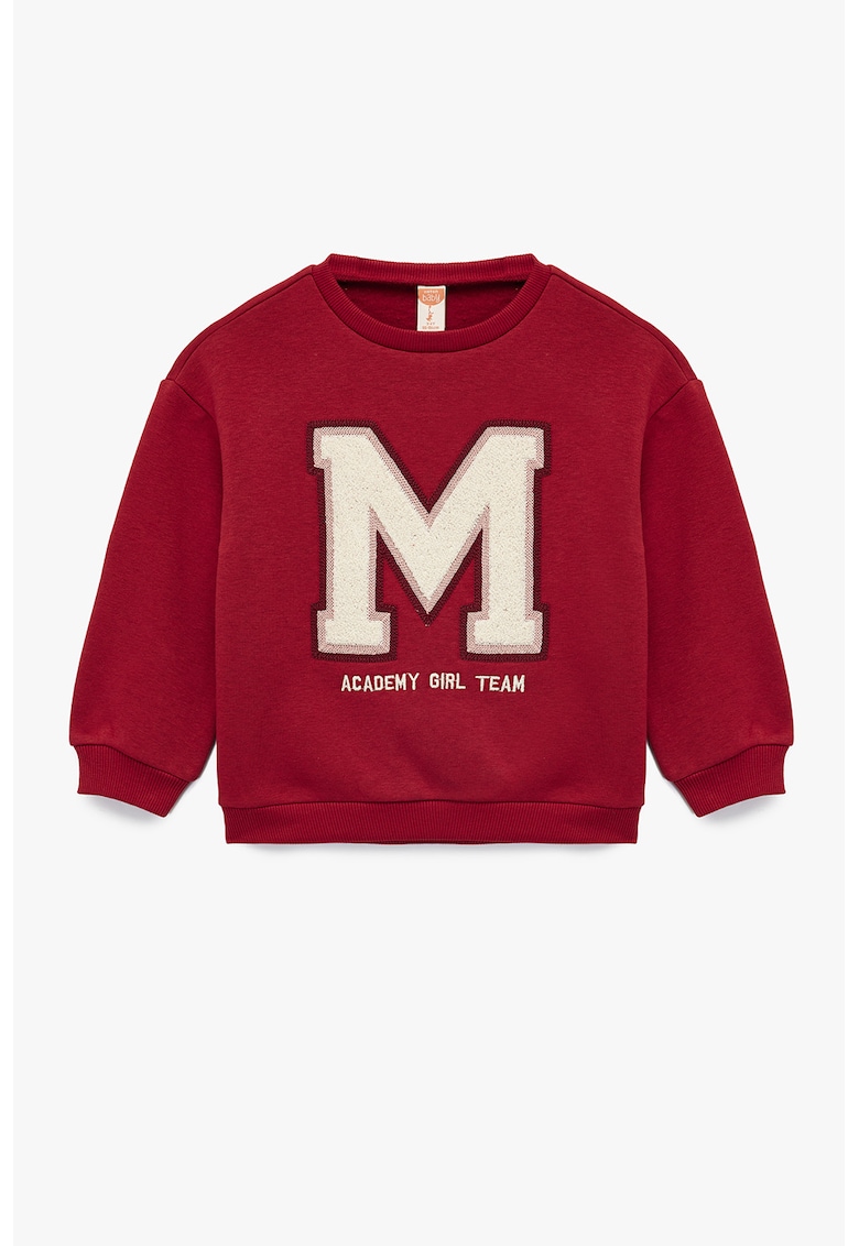 Bluza de trening cu text brodat - Rosu/Alb