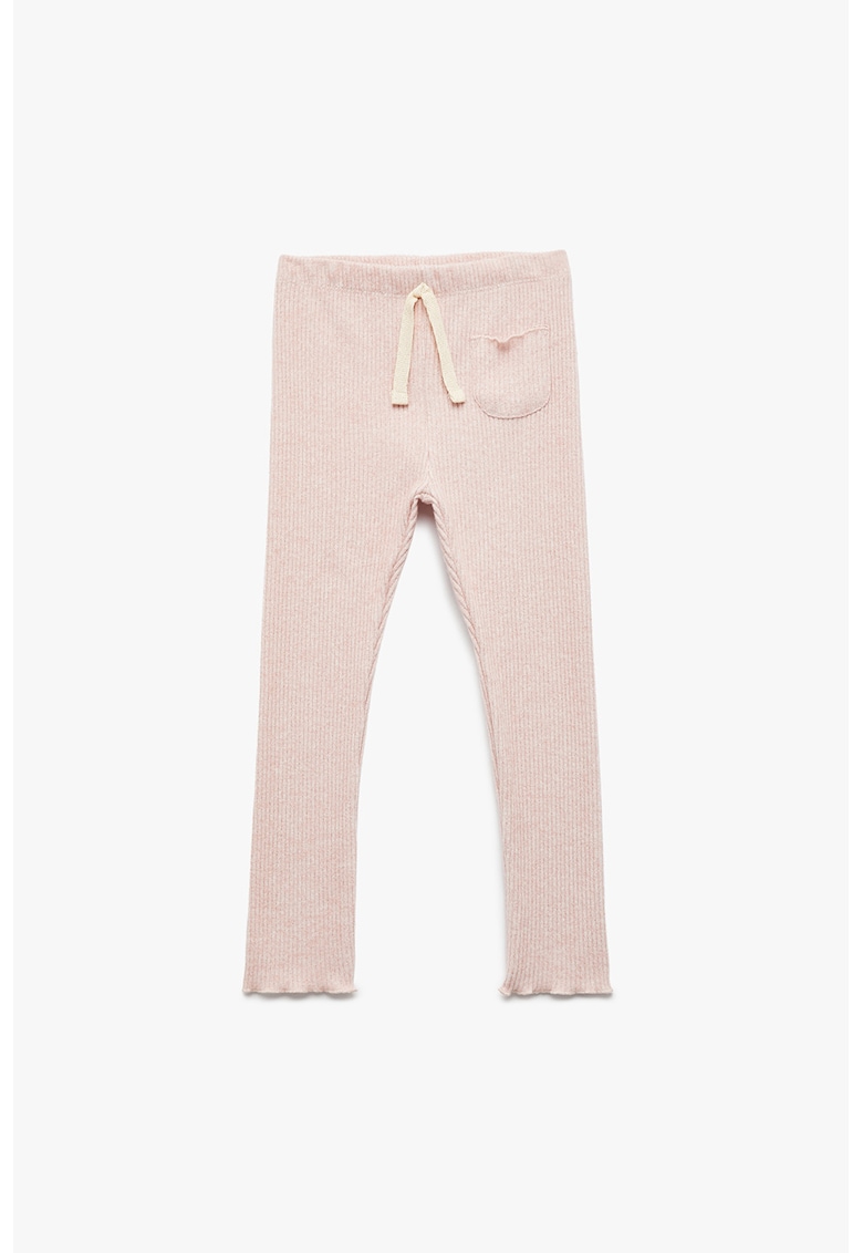 Pantaloni din amestec de bumbac cu talie elastica - Roz deschis