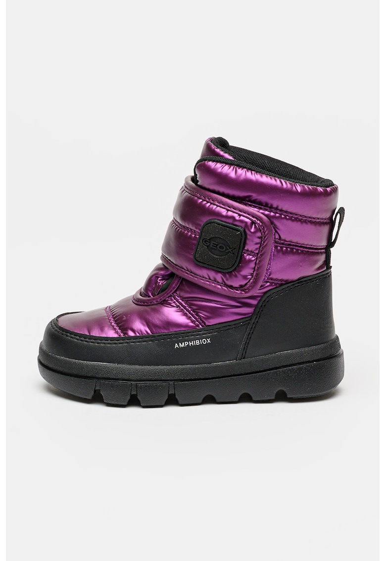 Ghete cu inchidere velcro si aspect metalizat - Negru/Ametist