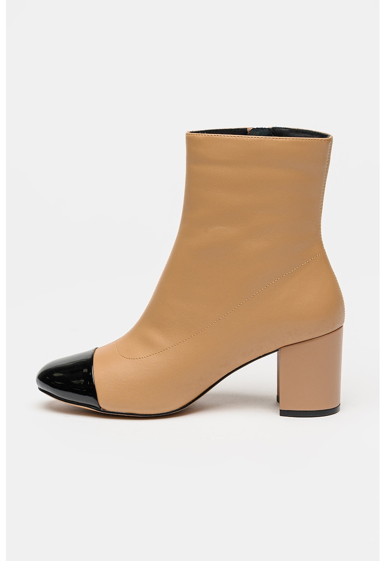 Ghete cu varf contrastant - Negru/Maro camel