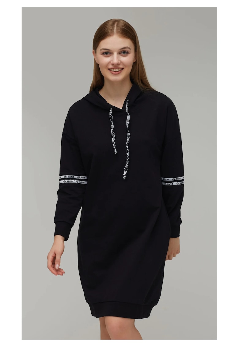 Rochie tip Hanorac - Bumbacel - Negru