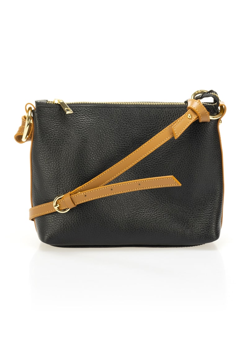 Geanta crossbody dreptunghiulara din piele - Negru