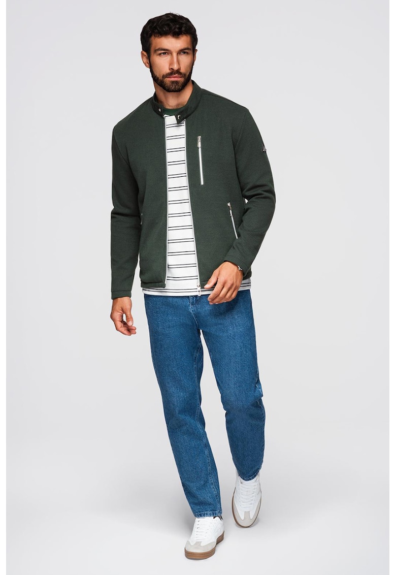 Jacheta cu fermoar si model uni - Verde sparanghel