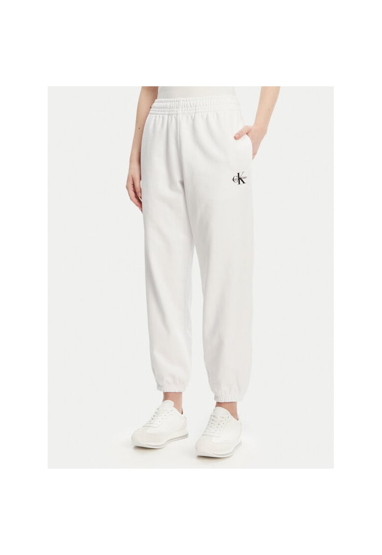 Pantaloni sport dama -  alb - bumbac/poliester -