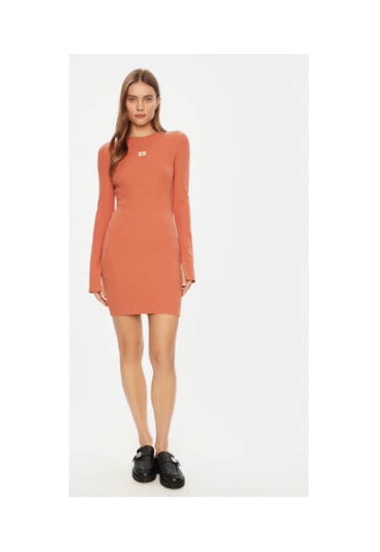 Rochie de zi Dama -  portocalie - bumbac-elastan -