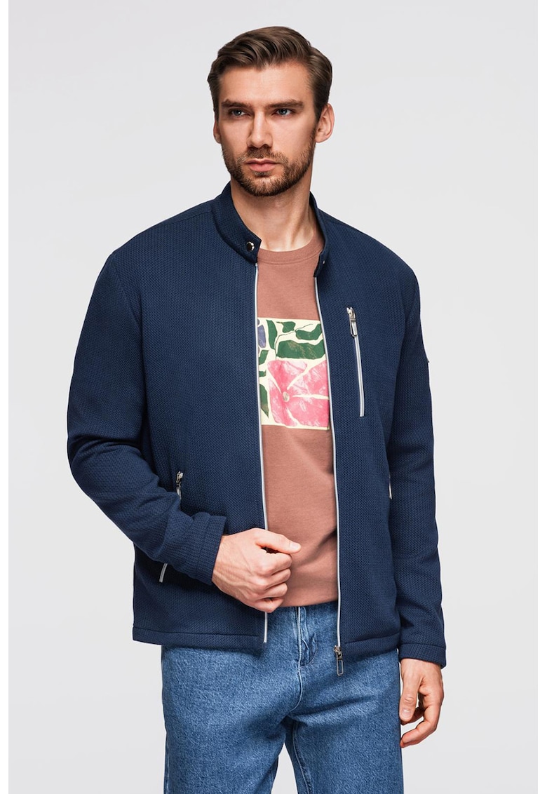 Jacheta cu fermoar si model uni - Bleumarin