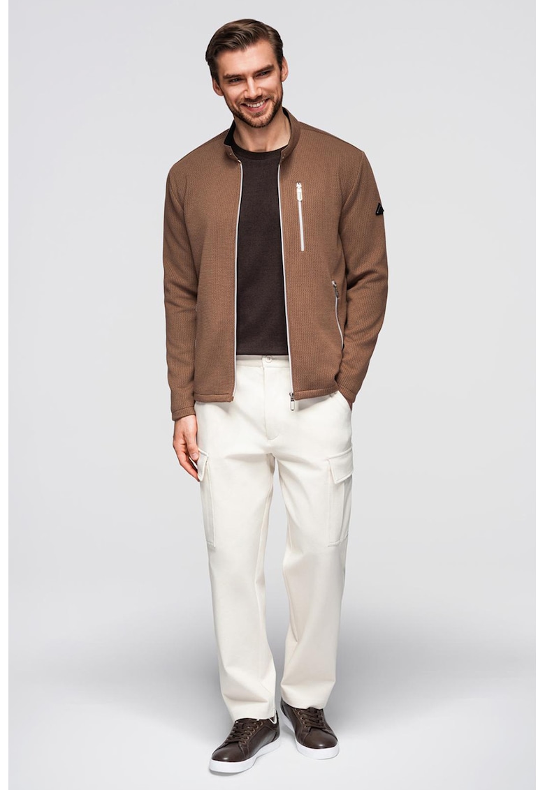 Jacheta cu fermoar si model uni - Maro taupe