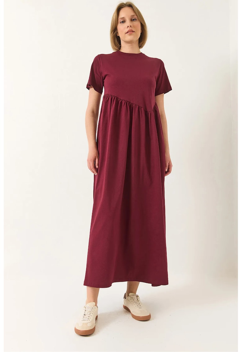 Rochie maxi tricotata -  lejera - rosie - bumbac