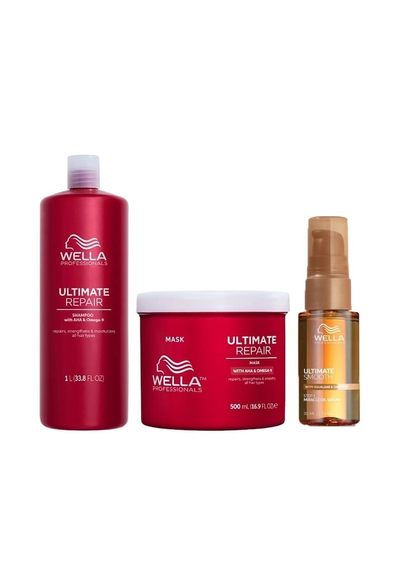 Pachet  Ultimate Repair & Smooth – Sampon 1000 ml + Masca 500 ml + Ulei Miracle Serum Ultimate Smooth - 30 ml