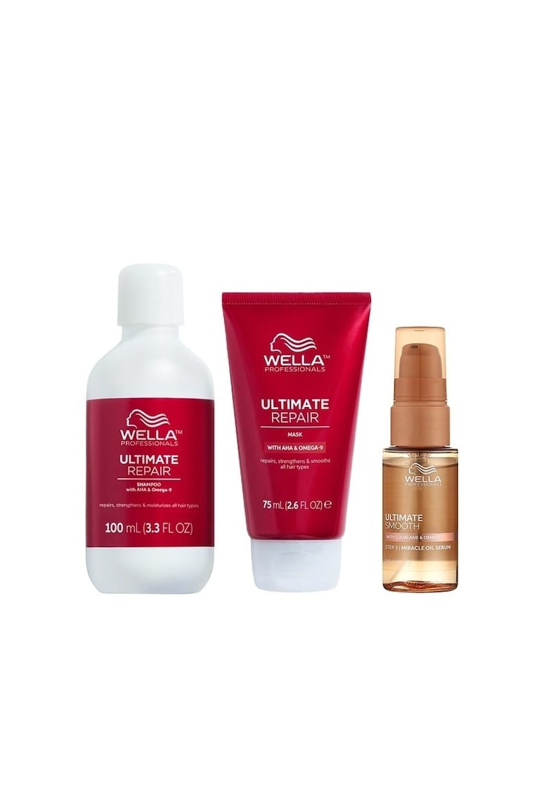 Pachet  Ultimate Repair & Smooth – Sampon 100 ml + Masca 75 ml + Ulei Miracle Serum Ultimate Smooth - 30 ml