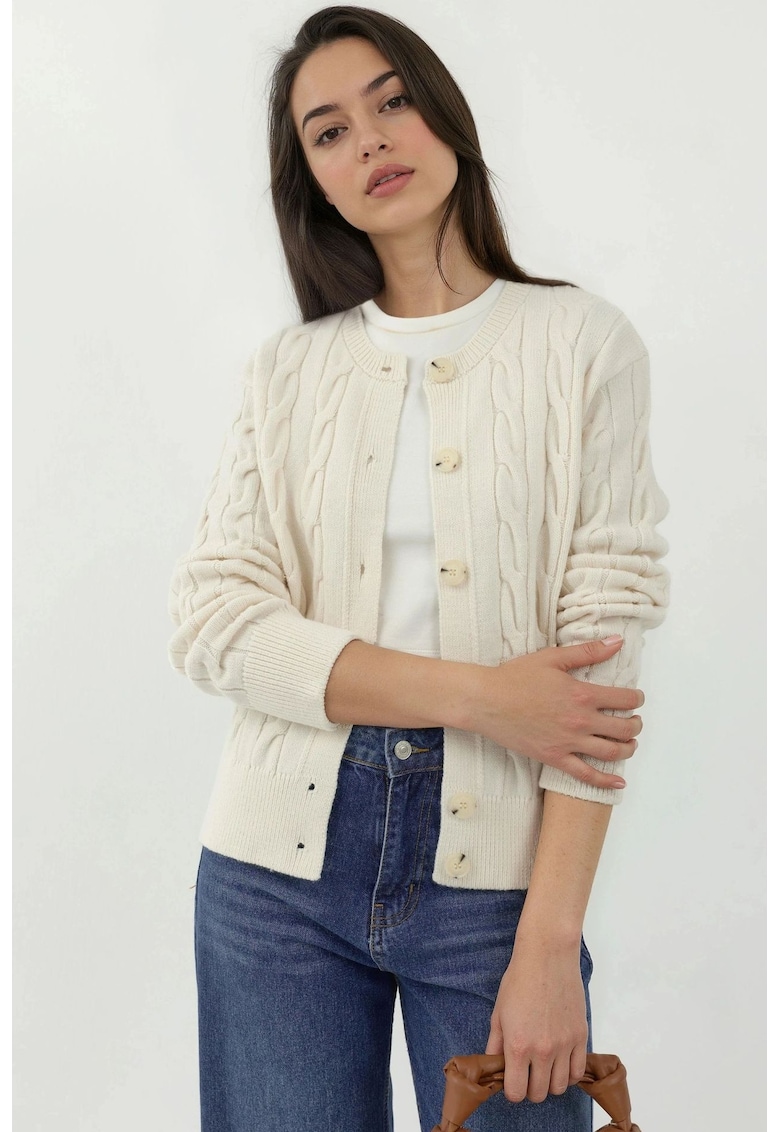 Cardigan -  cu nasturi - pulover dama - Fildes Natural -