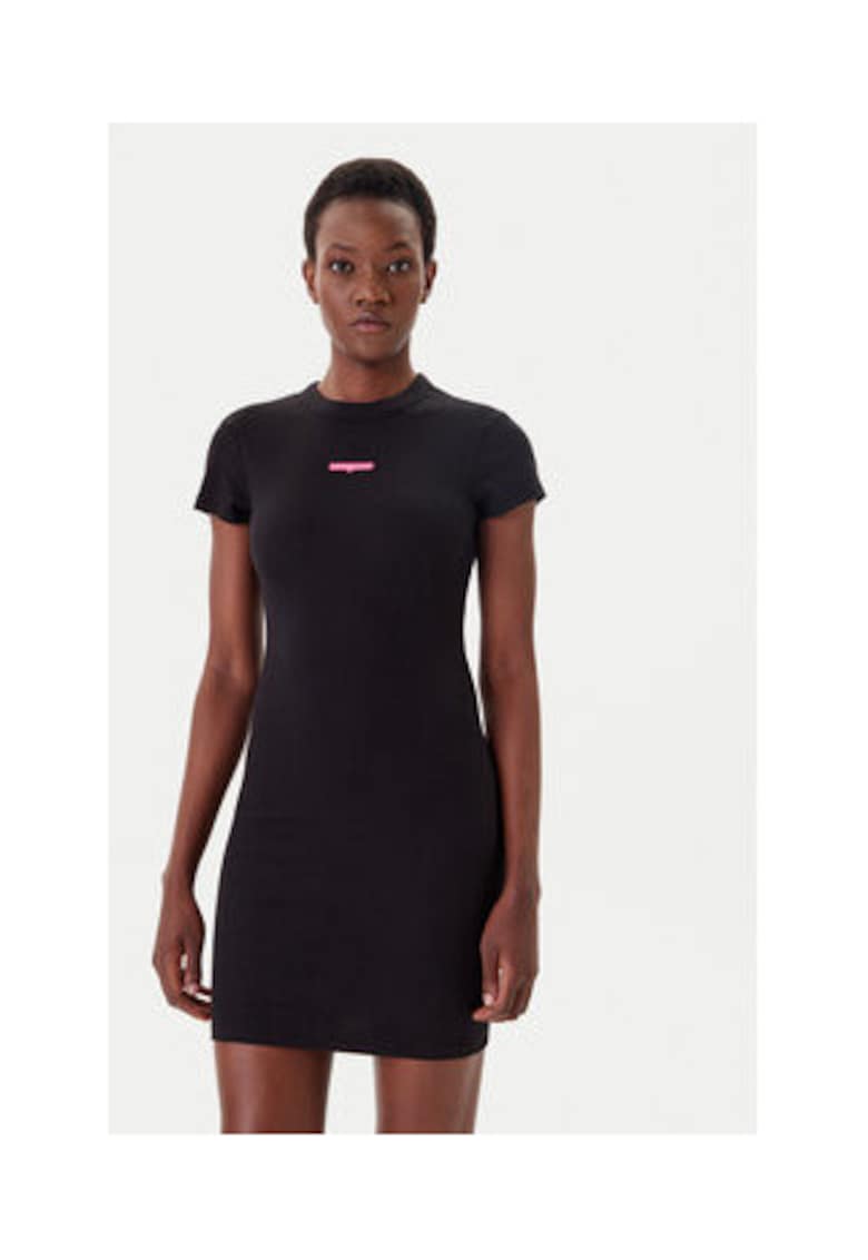 Rochie casual Dama -  negru - bumbac-elastan
