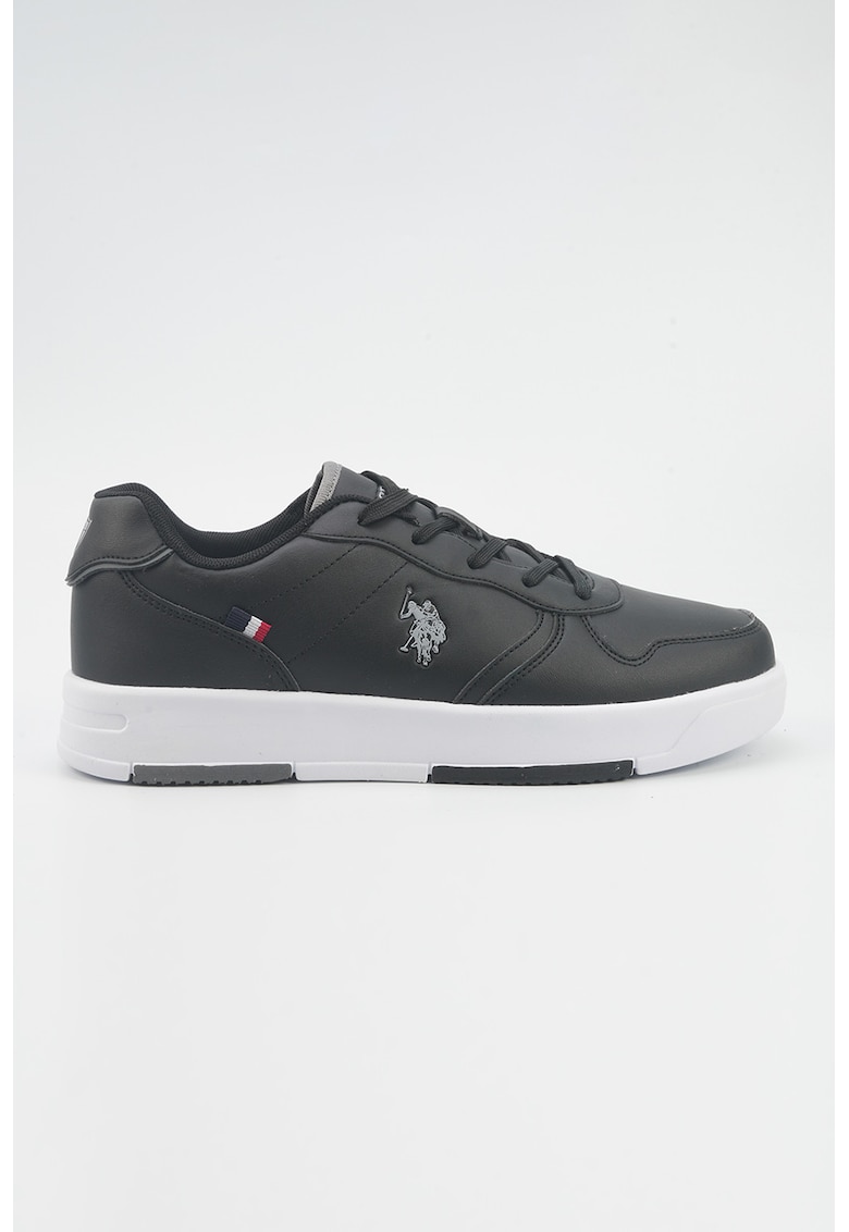 Pantofi sport din piele ecologica cu model monograma - Negru stins