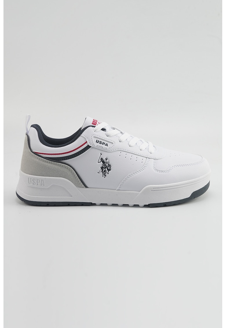 Pantofi sport din piele ecologica cu detaliu logo - Gri deschis/Albastru ultramarin/Alb optic