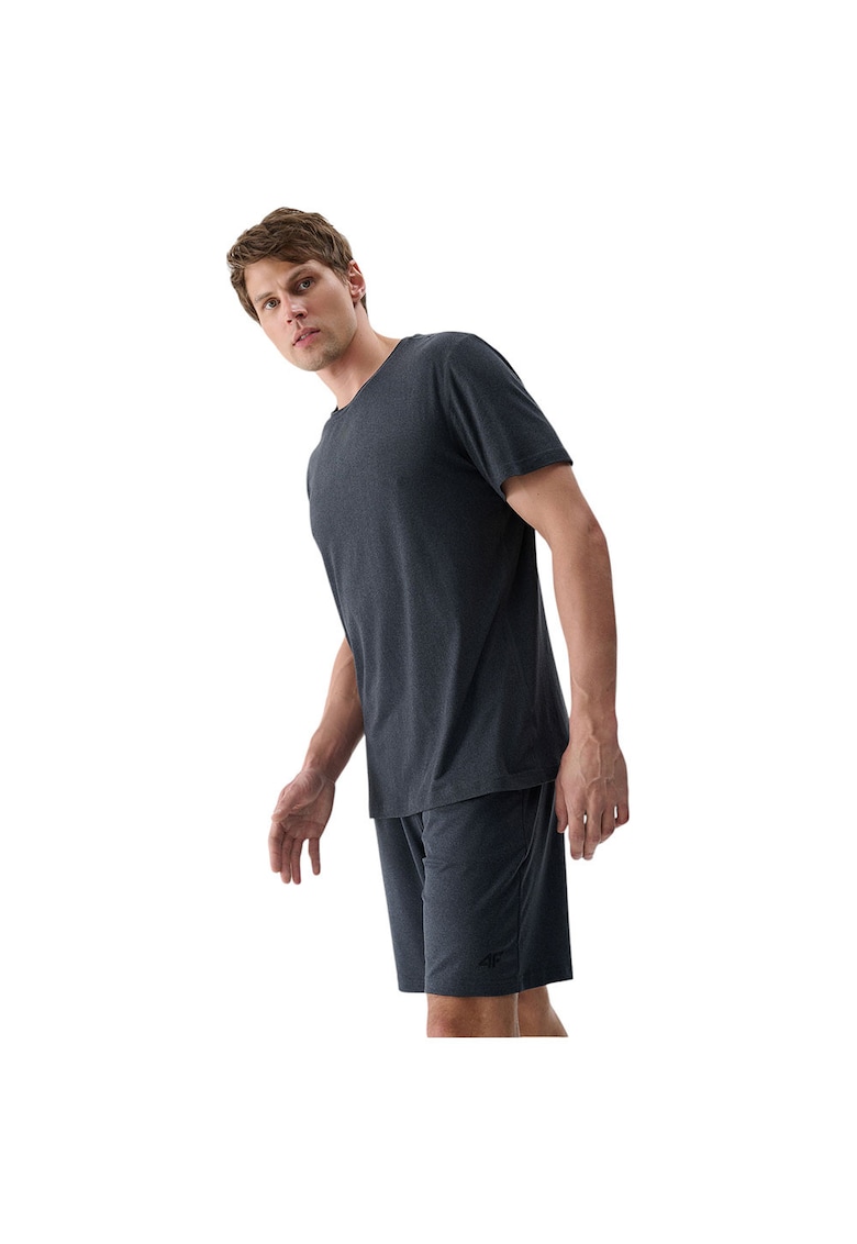 Tricou sportiv barbati  maneca scurta - uscare rapida - negru - poliester/elastan