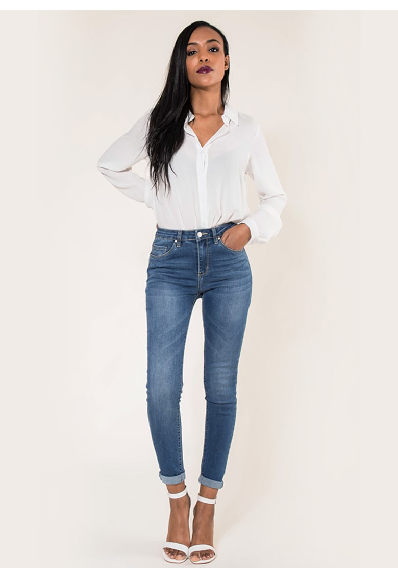 Blugi Dama Albastr spalat Slim  P078-1 M9 18401 - Albastru