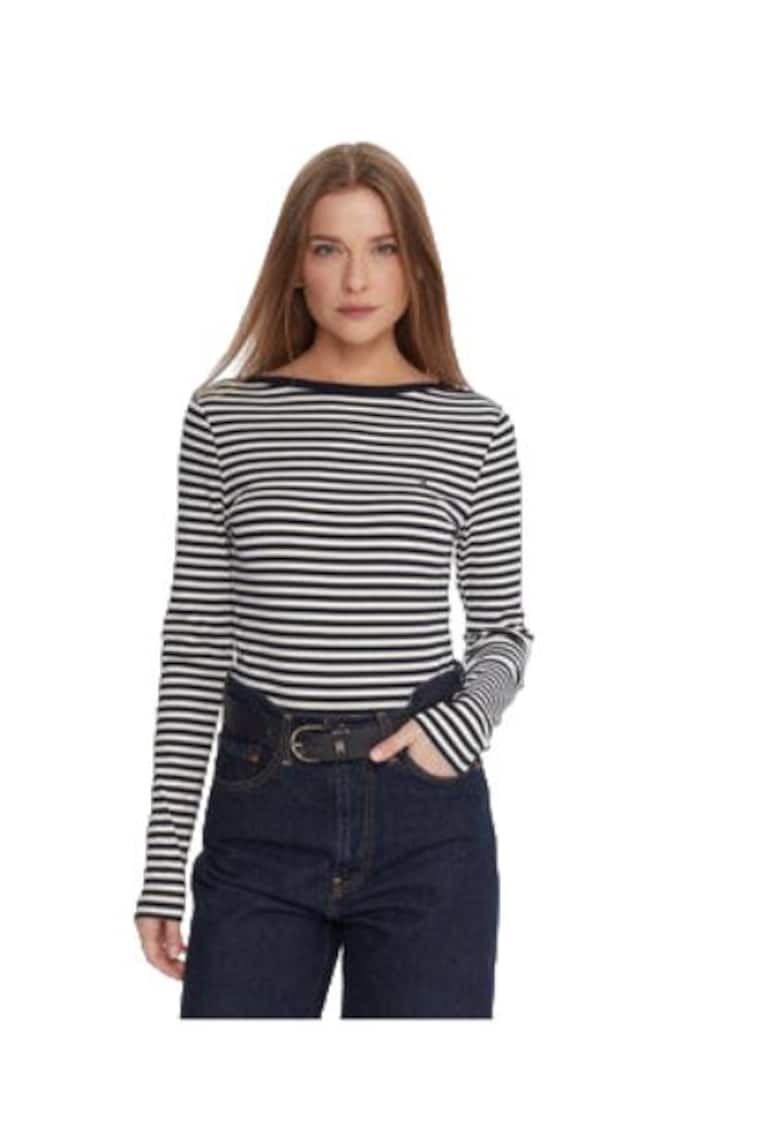 Bluza dama -  viscoza/elastan - bleumarin/alb