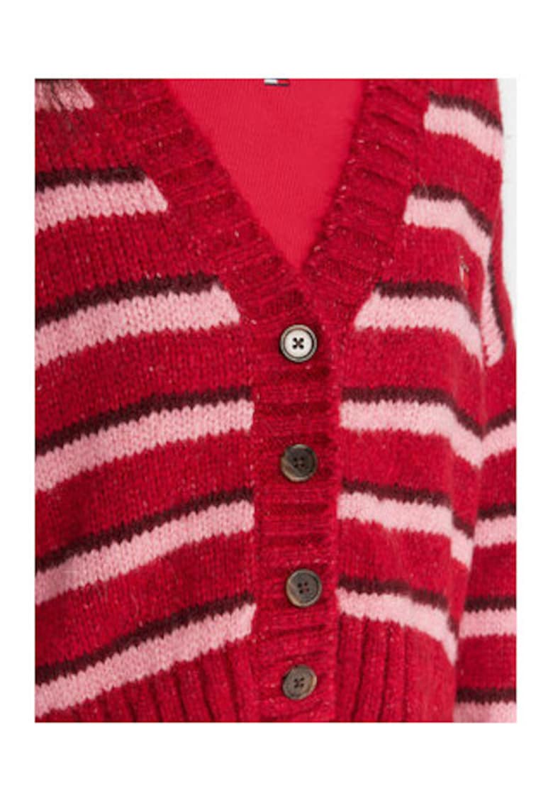 Cardigan de dama -  Rosu - 69% acril reciclat - 23% poliester reciclat - 8% lana de alpaca -