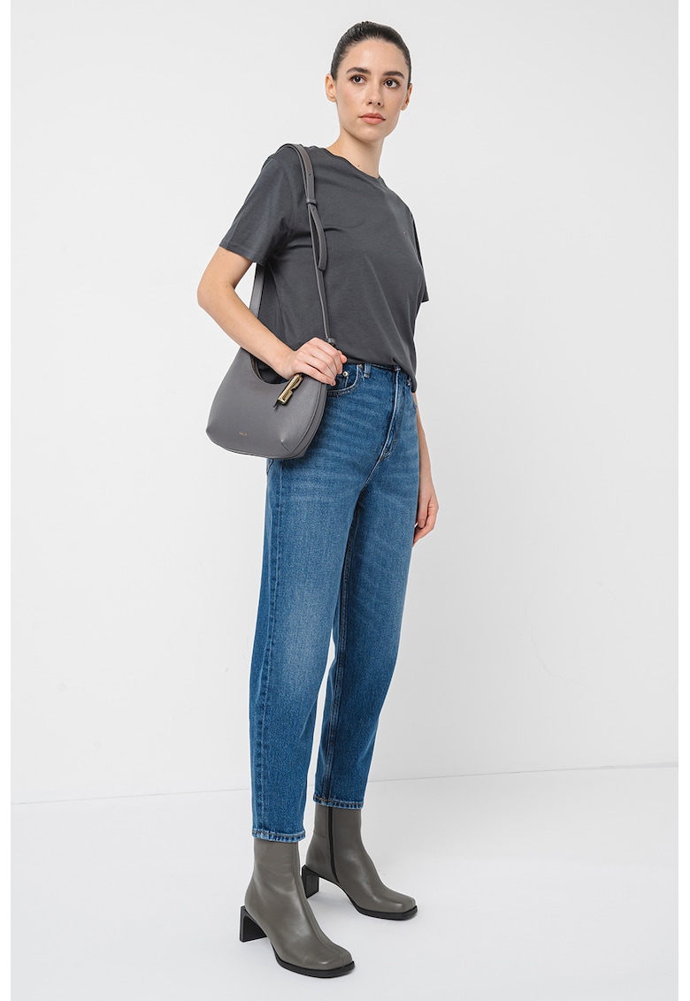Blugi mom-fit cu talie inalta - Albastru inchis