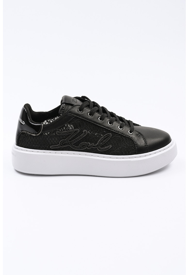 Pantofi sport de piele cu insertii de plasa - Negru