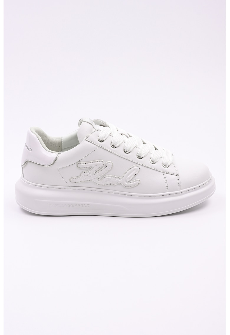 Pantofi sport din piele cu logo - Alb