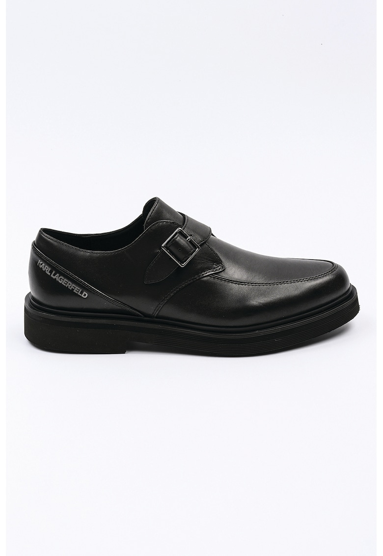 Pantofi derby din piele cu catarama - Negru