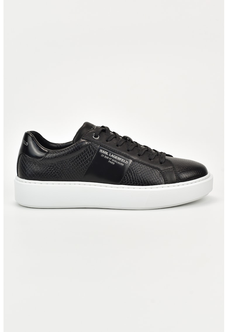 Pantofi din piele cu aspect de piele de crocodil - Negru/Alb optic