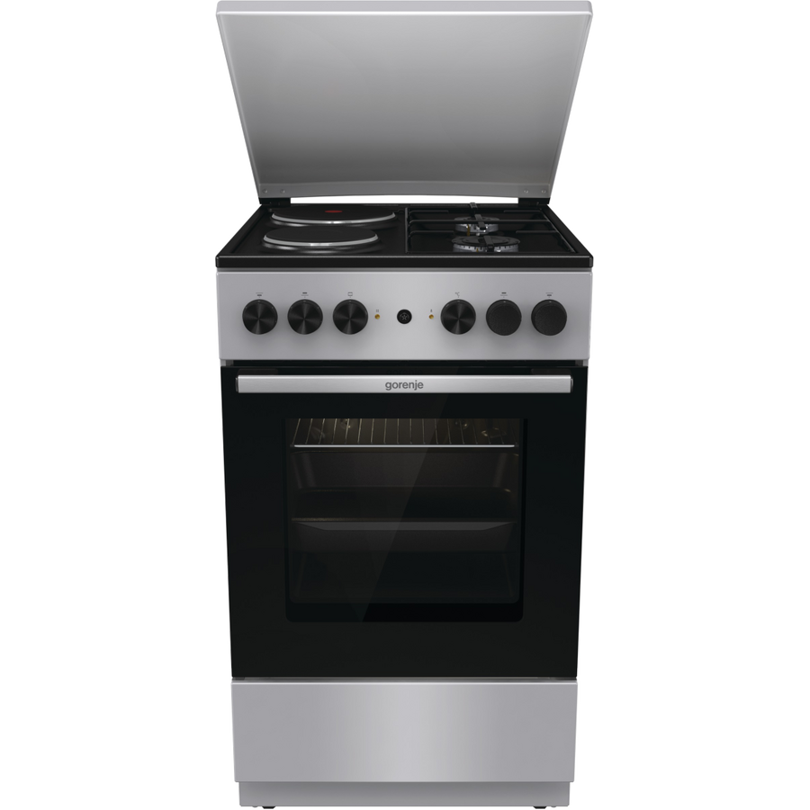 Aragaz Mixt GK5A12SG 2 Arzatoare pe Gaz + 2 Zone de Gatit Electrice Cuptor Electric 68L Latime 50CM Gri