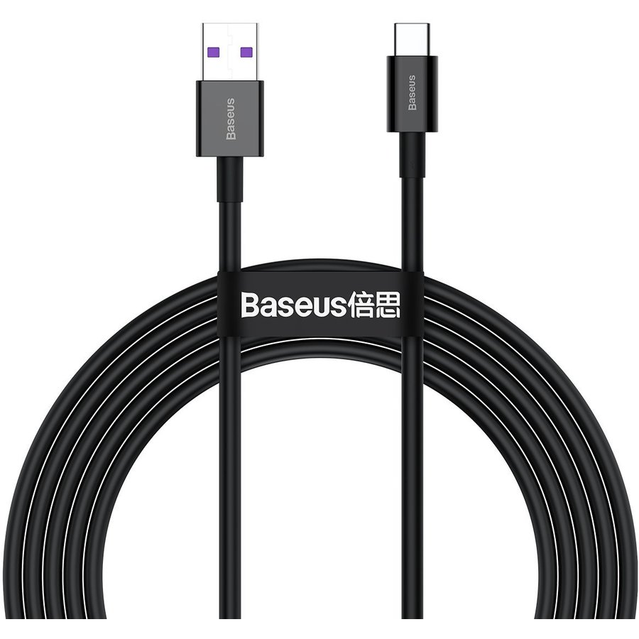 Cablu de date Superior, USB/USB Type-C, 66W, 6A, 2m, Negru