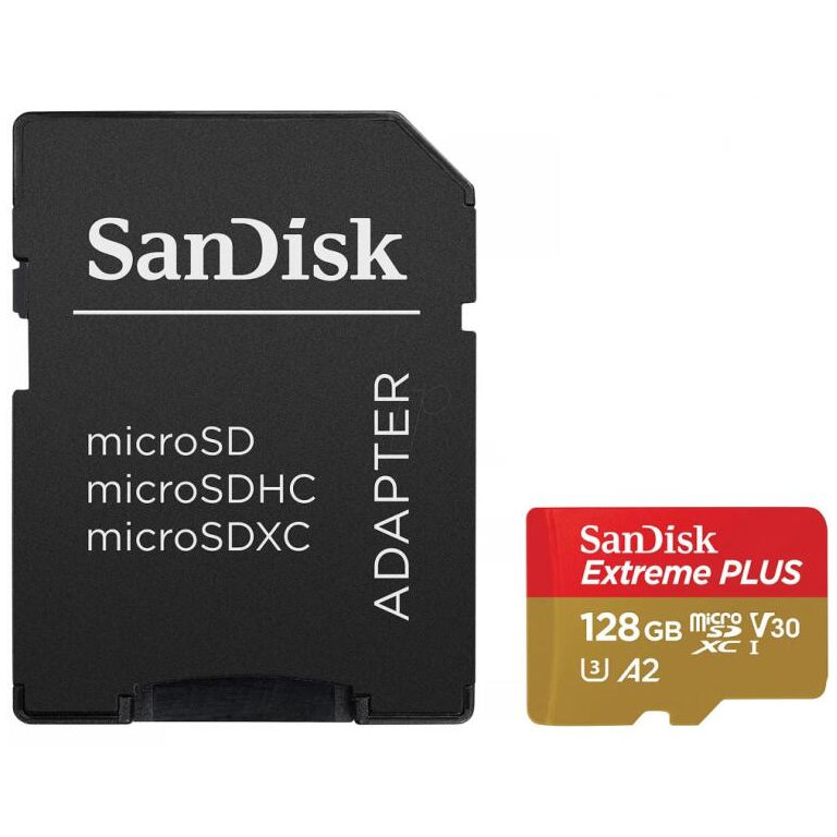 Card Extreme PLUS R200/W90 microSDXC 128GB UHS-I U3 A2 Clasa 10 cu adaptor SD