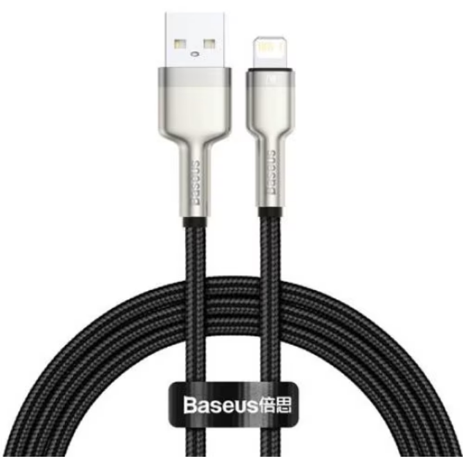 Cablu de date CALJK-A01 USB - Lightning Quick Charge 2.4A Lungime 1m 480Mb/s Negru/Gri