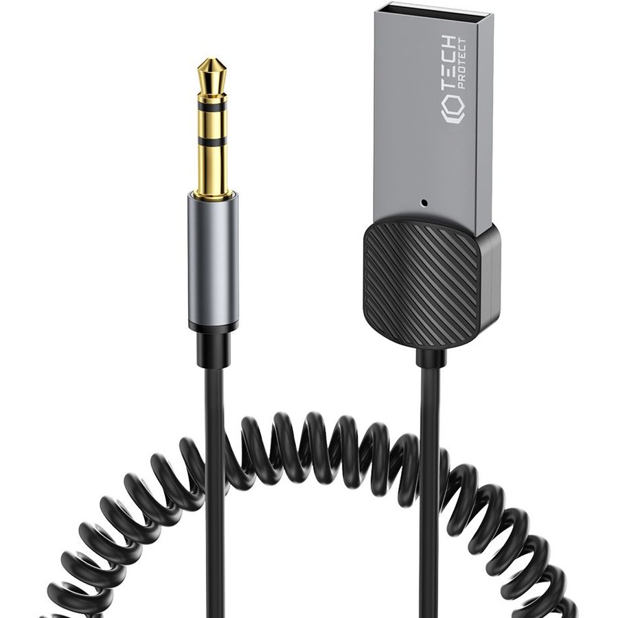Cablu de date UltraBoost AUX, USB la jack 3.5 mm, Bluetooth 5.0, Lungime 1m, Gri