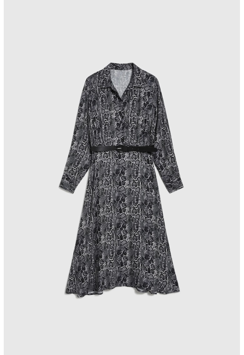 Rochie gri din viscoza cu curea - Gri