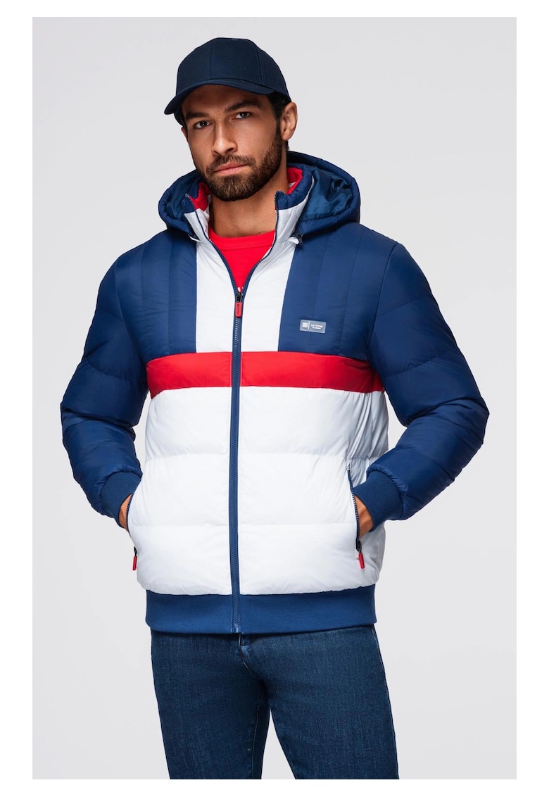Geaca cu gluga si model colorblock