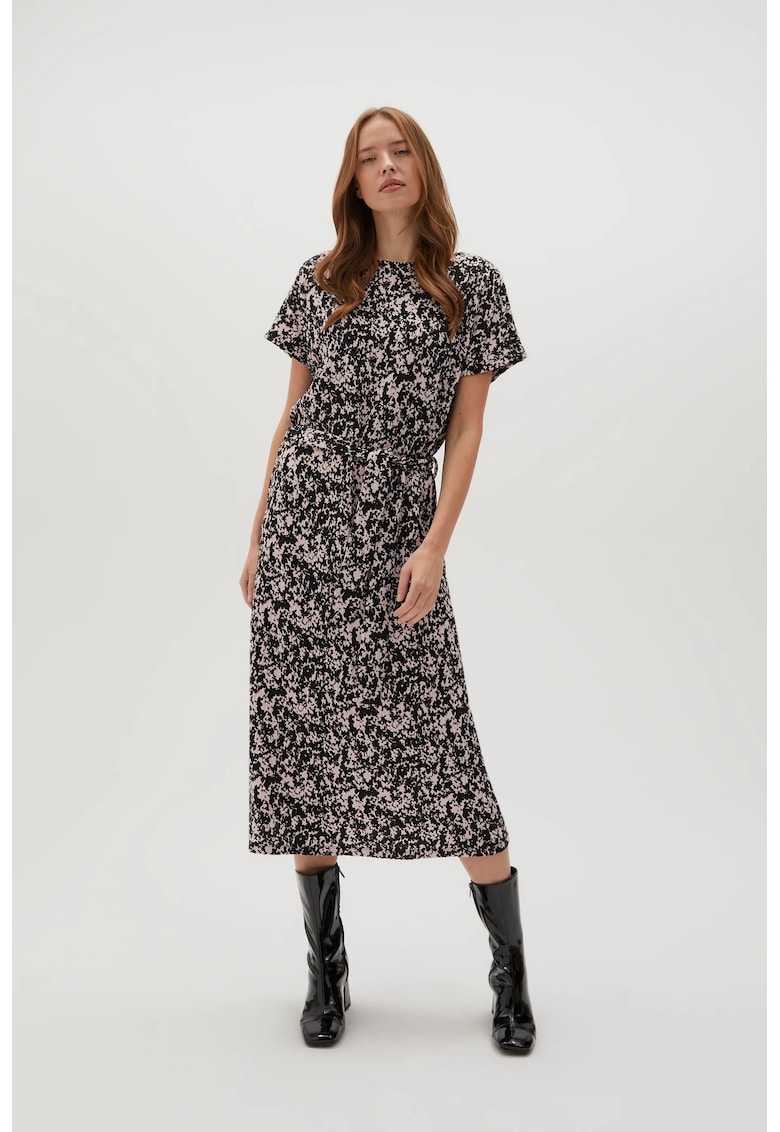 Rochie midi neagra cu model pentru femei - Negru