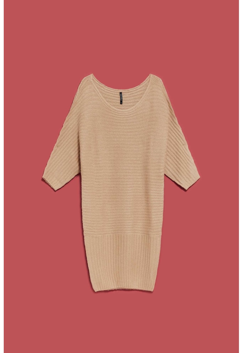 Rochie din tricot cu benzi - Bej