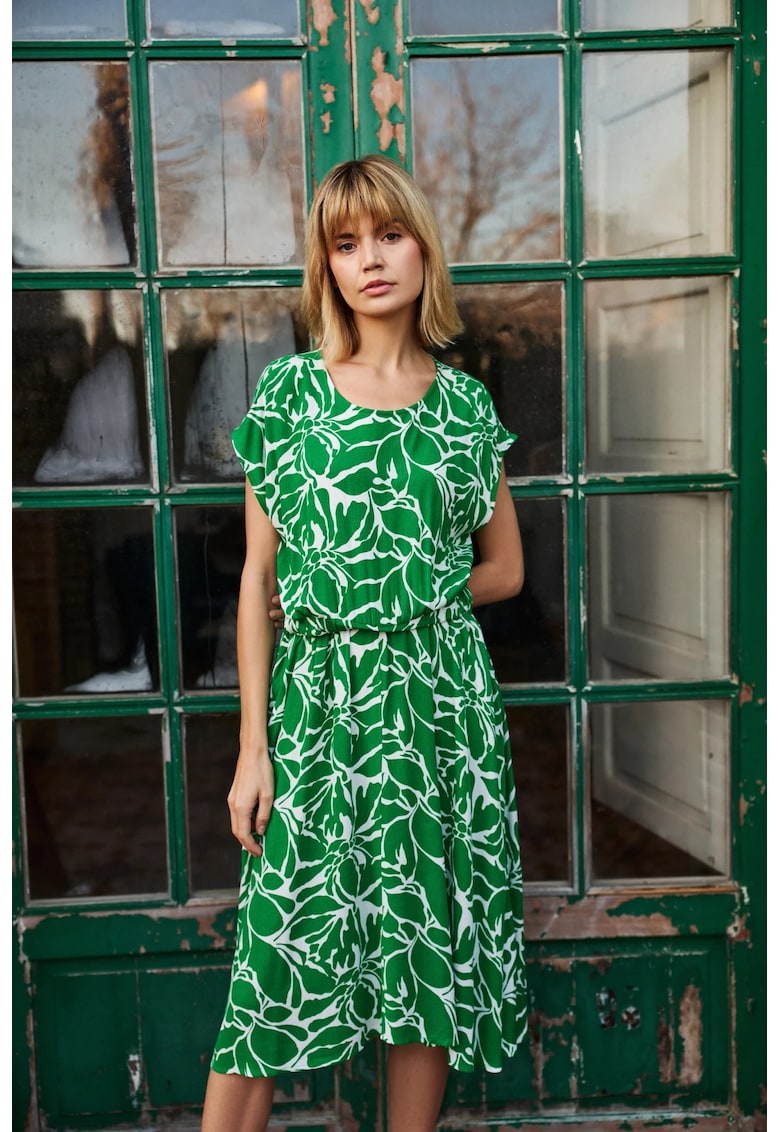 Rochie midi din vascoza verde - Verde