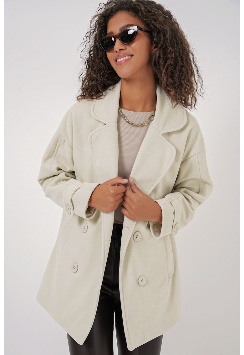 Palton dama BigDart - Crema naturala
