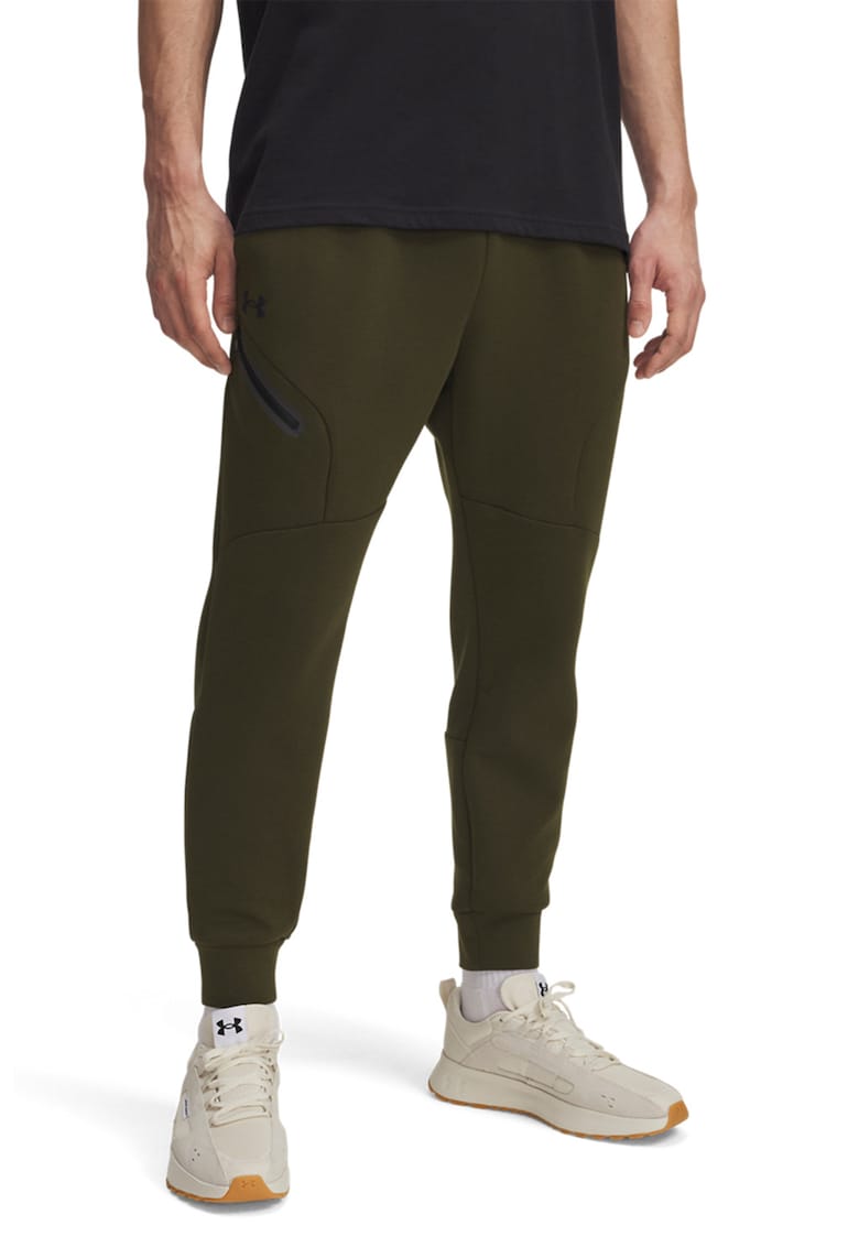 Pantaloni jogger slim fit din fleece Unstoppable - Kaki inchis