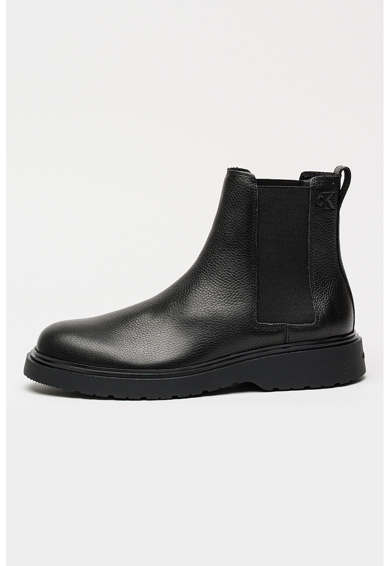 Ghete Chelsea de piele - Negru