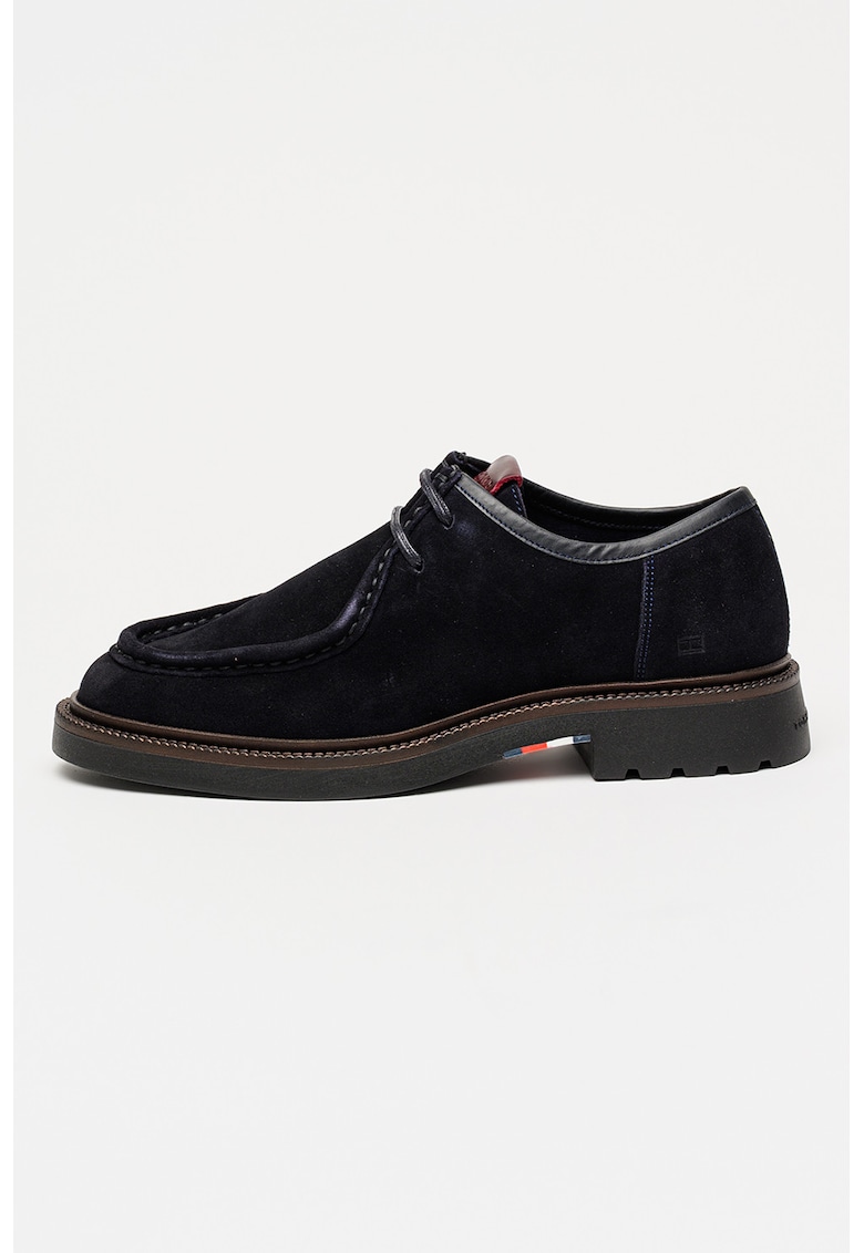 Mocasini din piele intoarsa cu sireturi Comfort - Bleumarin