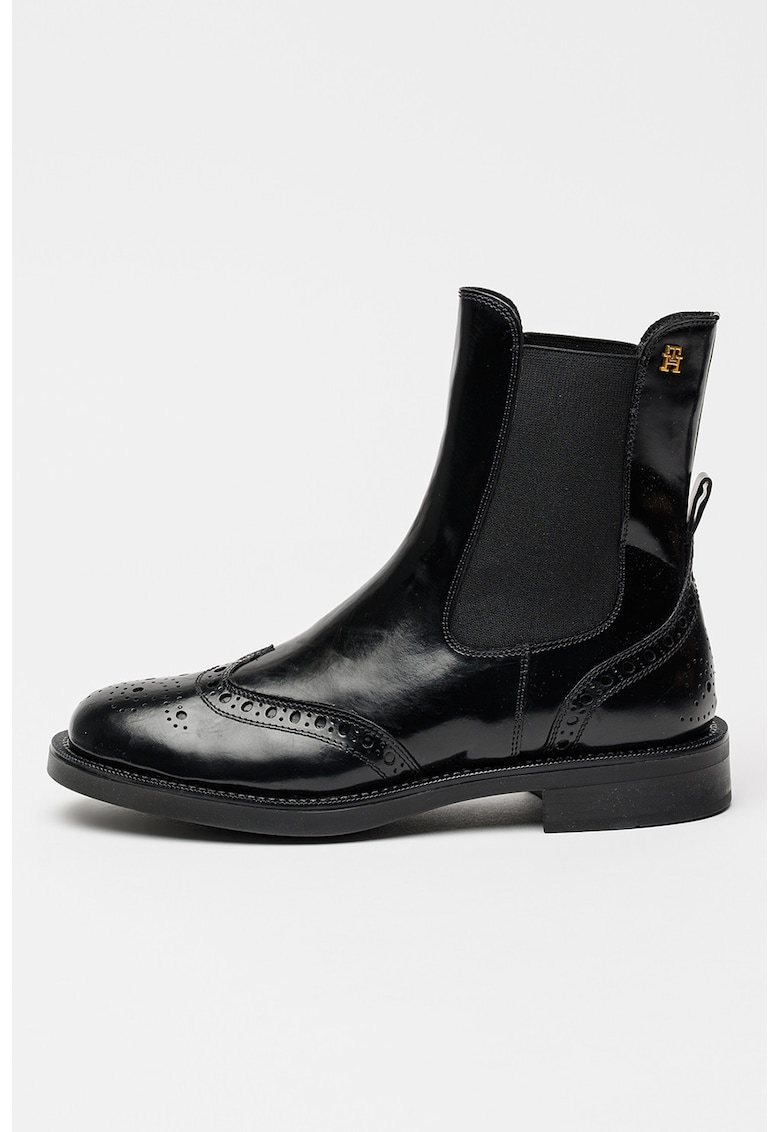 Ghete Chelsea de piele - Negru