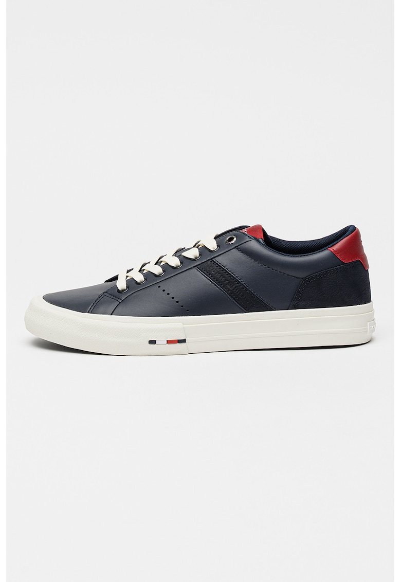 Pantofi sport cu insertii de piele - Visiniu/Bleumarin