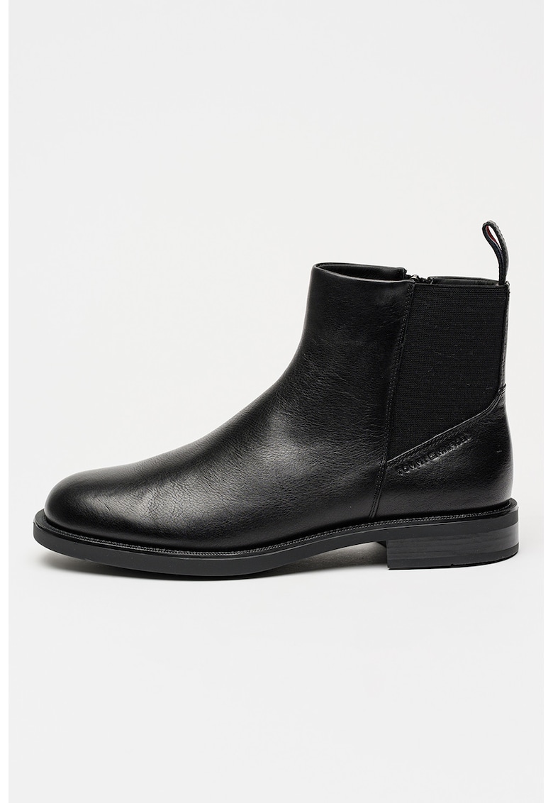 Ghete de piele cu fermoar lateral - Negru
