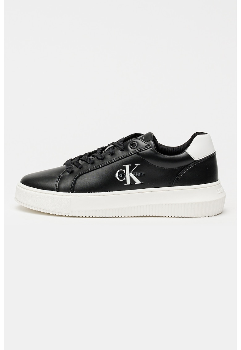 Pantofi sport de piele cu logo - Negru